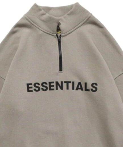 Essentials Half Zip High Collar Loose HoodieS