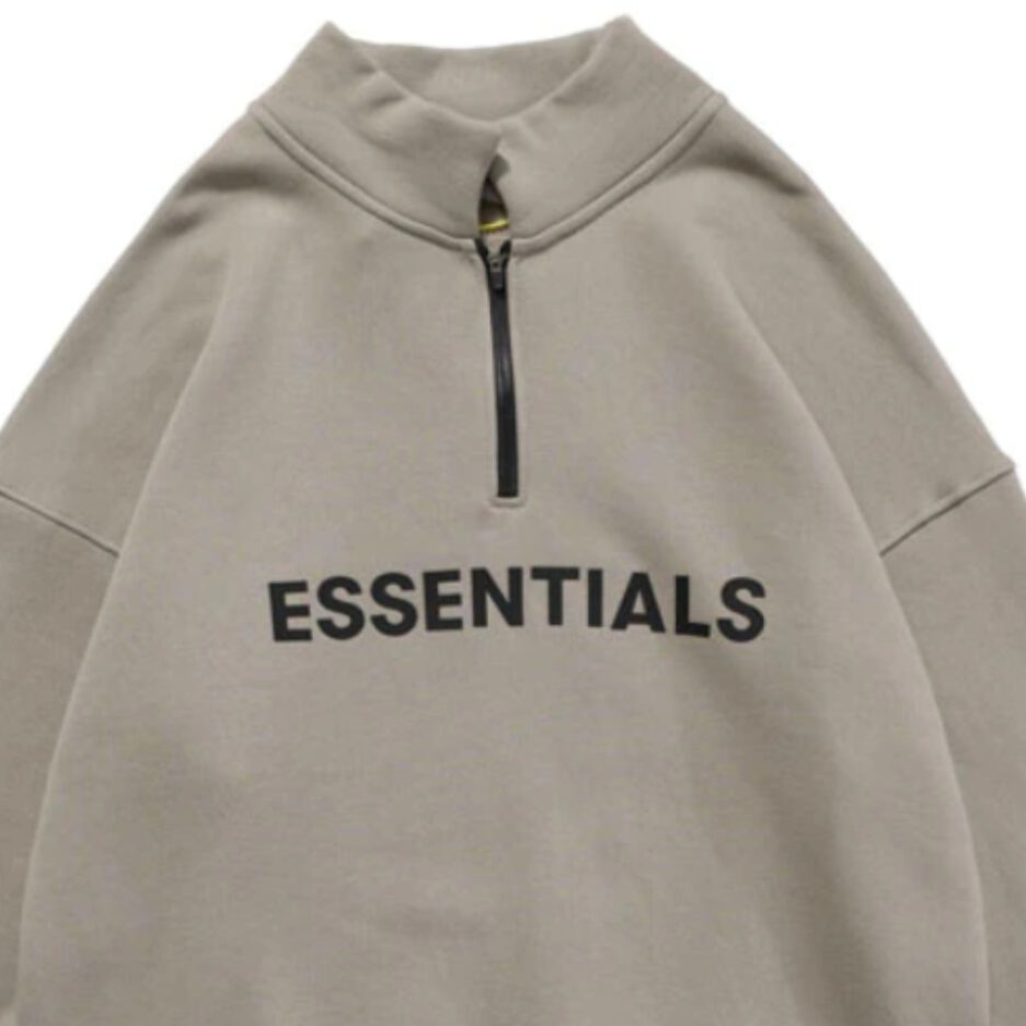 Essentials Half Zip High Collar Loose HoodieS