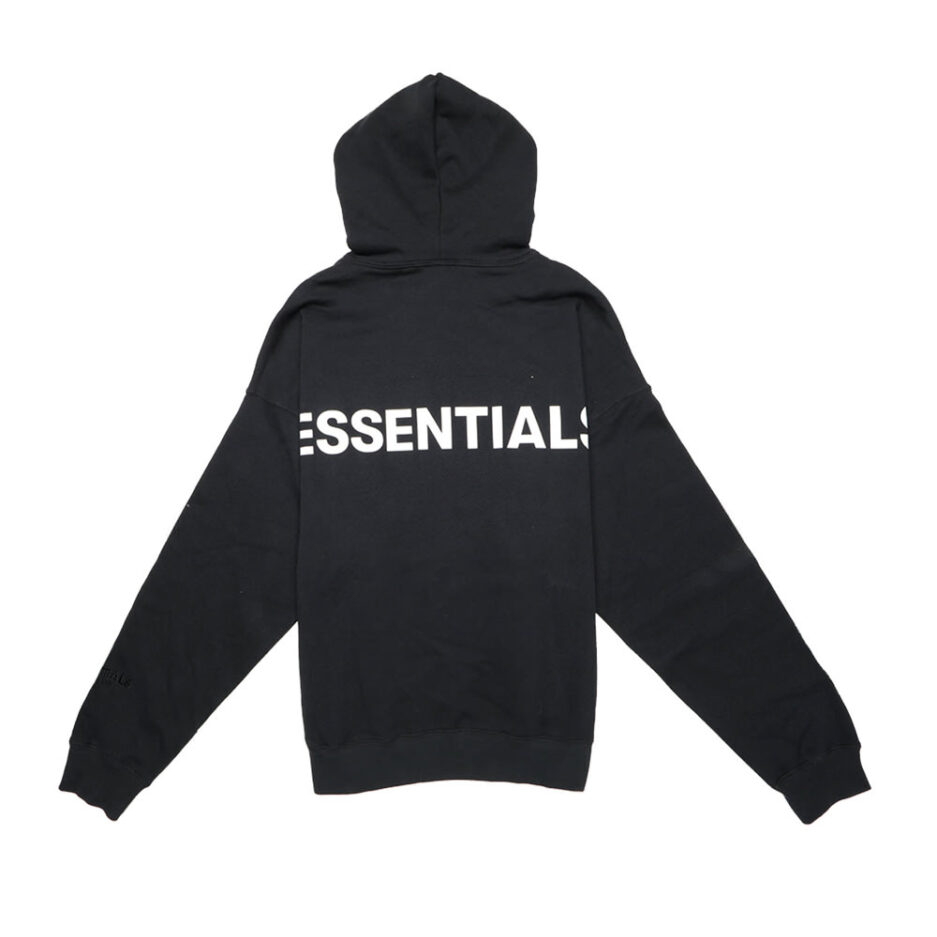 FEAR OF GOD ESSENTIALS Printed 3M Logo Pullover Hoodie Black