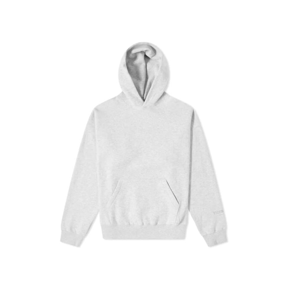 Fear Of God Essentials 3m Logo Pullover Hoodie Light Heather Cangro Pocket Front