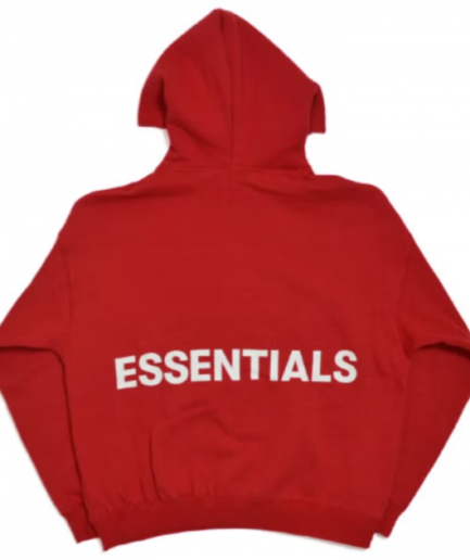 Fear of God Essentials white printed Graphic Pullover Hoodie Red