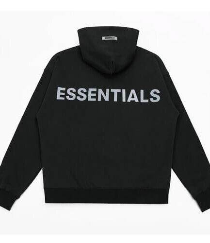 essentials oversized pullover hoodie black